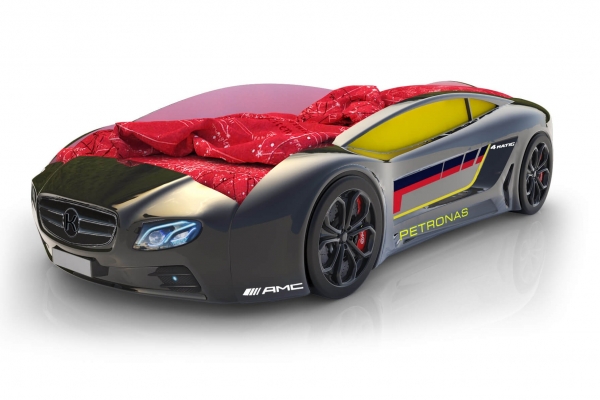 Объемная кровать машина Roadster Мерседес Черный в Санкт-Петербурге с доставкой