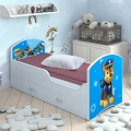 Детская кровать Щенячий патруль Гонщик с ящиками с удобной инструкцией
