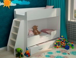 Детская двухъярусная кровать Классическая белая купить в наличии в Санкт-Петербурге